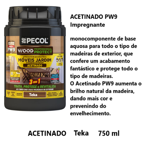 Tratamento Madeira Acetinado Pw9 Teka 750Ml Pecol           