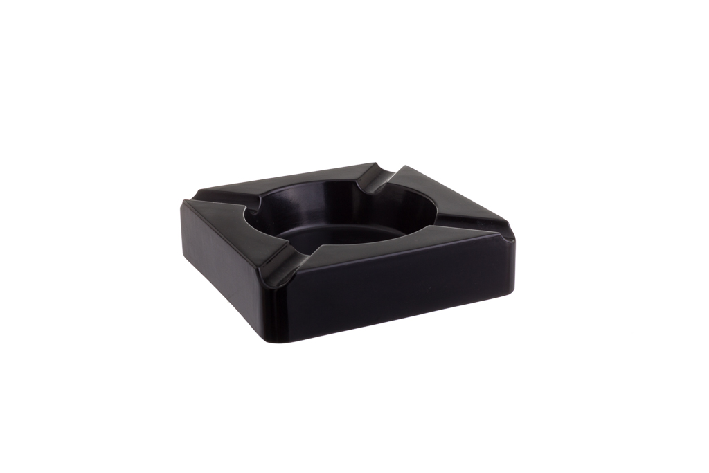 Cinzeiro Quadrado Melamina Preto 14X14X3,5Cm                