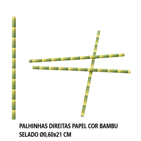 Palhinhas Direitas Papel Cor  Bambu Ø0,60X21Cm 250 Unid.    
