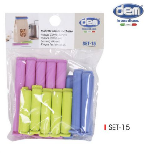 Conjunto De  15 Pincas Fecha-Sacos Dem Italy                