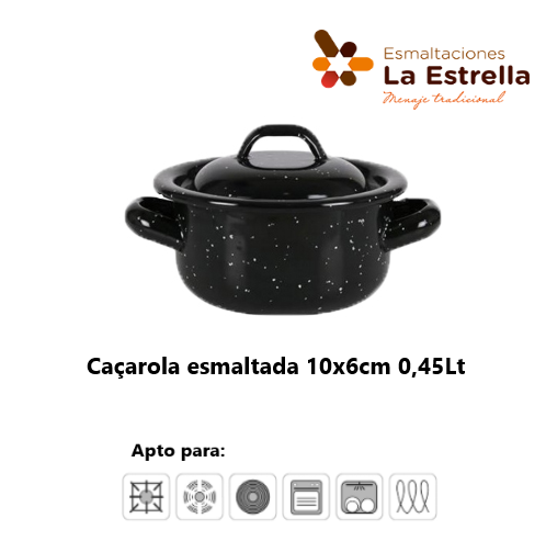 Caçarola Esmaltada Preta 10X6Cm 0,45Lt La Estrella          