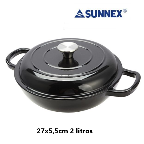 Caçarola Baixa Ferro Fundido 27X5,5Cm 2 Lt Preta Sunnex     