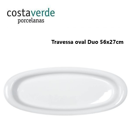 Travessa Oval 56X27Cm Porcelana Branca Duo Costa Verde      