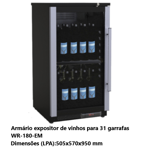 Armário Expositor De Vinhos 31 Garrafas Wr-180-Em           