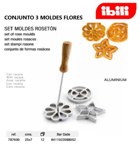 Conjunto De 3 Moldes Aluminio P/Fritos Flores 27X7Cm Ibili  
