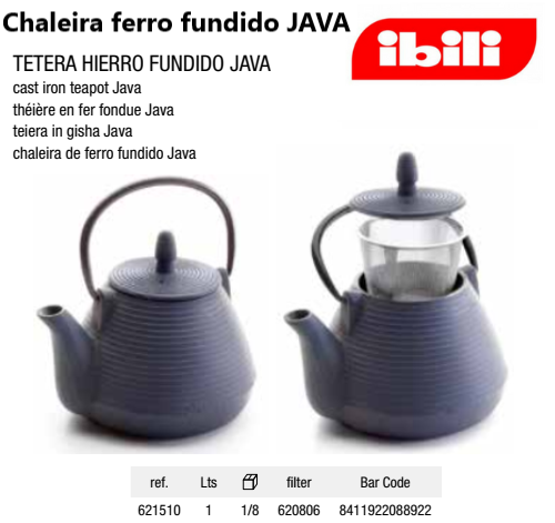 Chaleira Ferro Fundido Java  1 Lt  Ibili                    