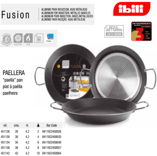 Paelheira Fusion Aluminio P/Indução 34X4,2Cm 6 Doses Ibili  