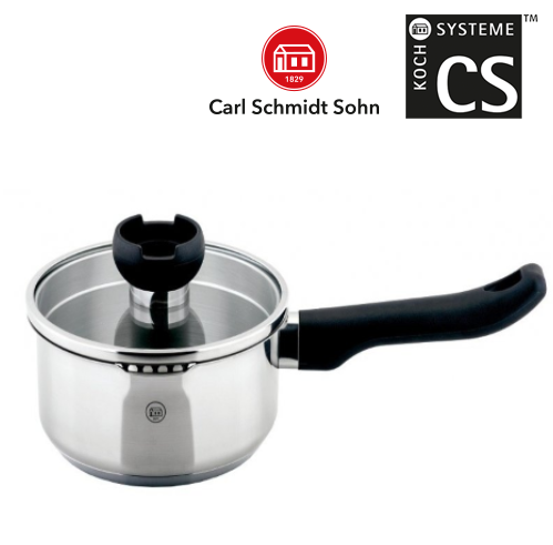 Caçarola Inox 18/10 Aron 16Cm Tampa Vidro Carl Schmidt Sohn 