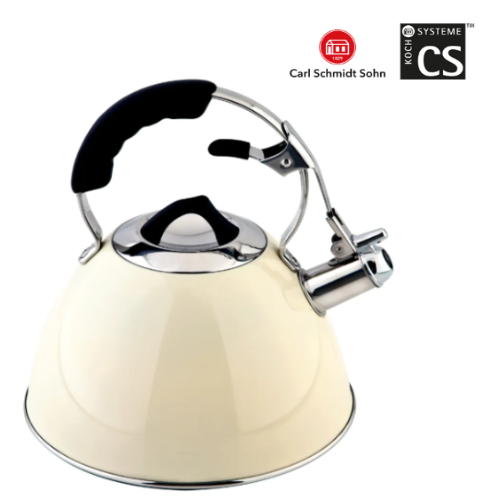 Chaleira Aço Polido Creme 3Lts Aquatic Carl Schmidt Sohn    