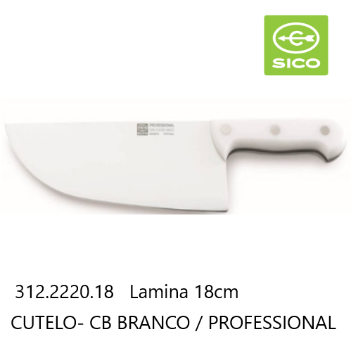 Cutelo Linha Profissional Lamina 18Cm Cabo Branco Sico      