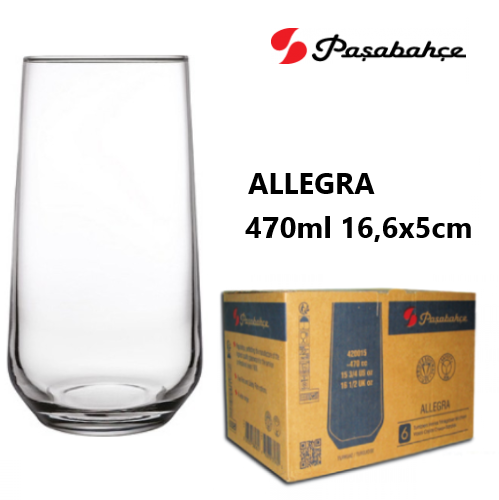 Copo Allegra 470Ml   16,6X5Cm  Pasabahce                    