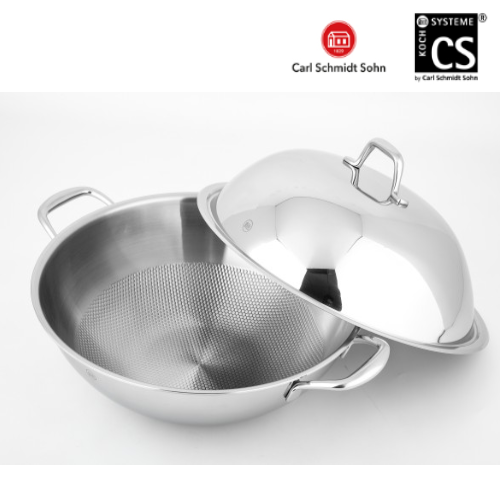 Wok Inox Dresden Com Fundo Alveolar 32 Cm Tampa Inox        