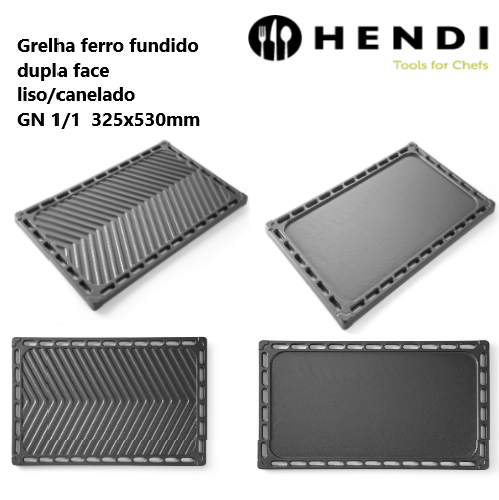 Grelha Ferro Fundido Dupla Face Liso/Canelado Gn1/1 325X530 