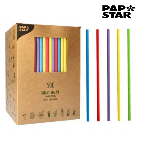 500 Palhinhas Para Batidos Papel Ø 8Mmx25Cm Cor Sortida     