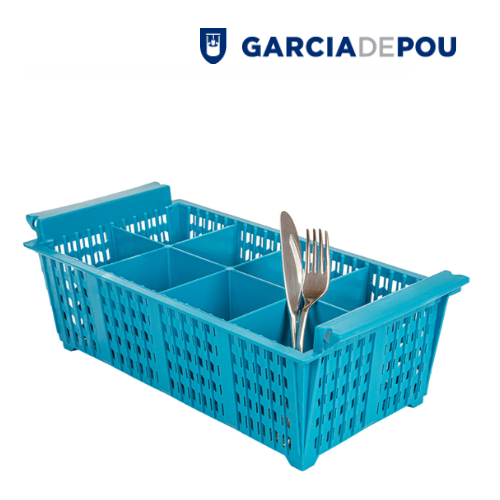 Cesto Talheres 8 Div. Sem Asas 42,5X21X15 Cm Azul Pp        