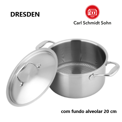 Caçarola Inox C/Tampa Dresden Com Fundo Alveolar 20Cm       