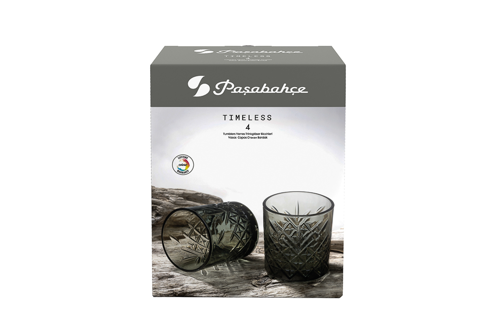 Copo Whisky Timeless Fb Cinza 34,5Cl 8,4X9,5Cm Pack 4       