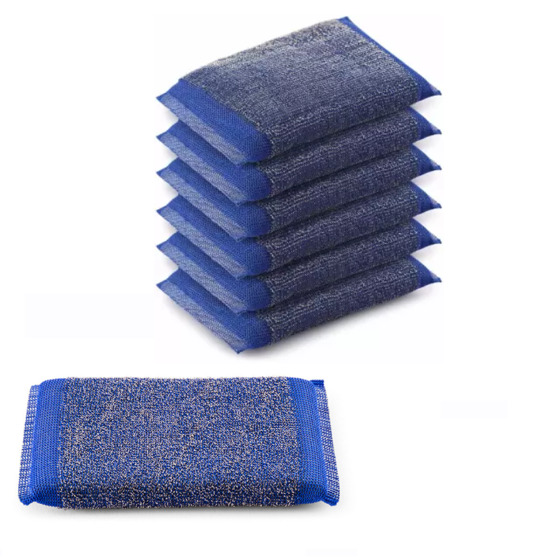 Esfregão Esponja Azul/Inox  Pack De 6 Unidades              