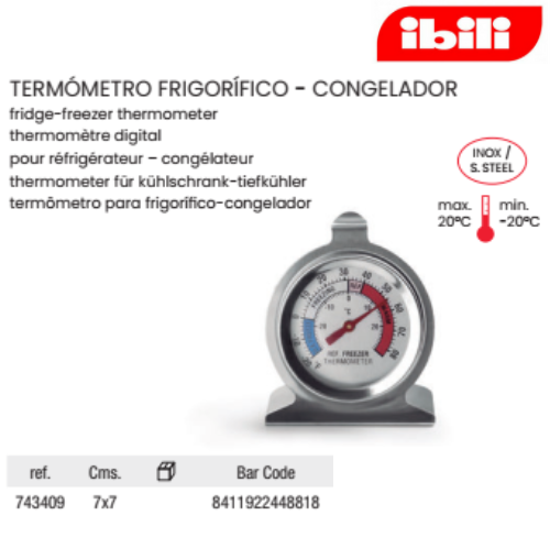 Termometro Frigorifico-Congelador 7X7Cm -20/20ºc Ibili      