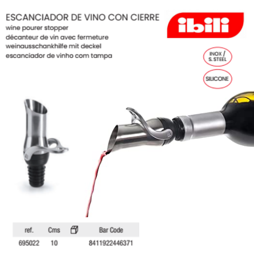 Vertedor De Vinho Com Fecho Encaixe Silicone 10Cm Ibili     