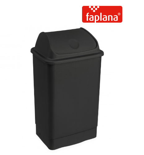 Balde Preto 769 C/Tampa Basculante Preta 42Lt Faplana       