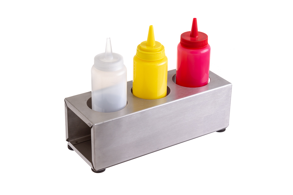 Suporte Inox P/Frascos Molhos Ø5,7Cm 23X8,5X8Cm             