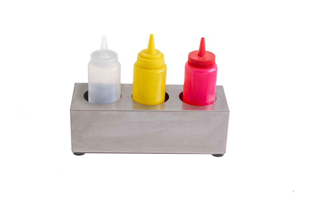 Suporte Inox P/Frascos Molhos Ø7,2Cm 28X10X8Cm              
