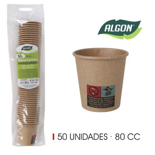 Conjunto De 50 Copos  Papel  Kraft  80Cc Algon              