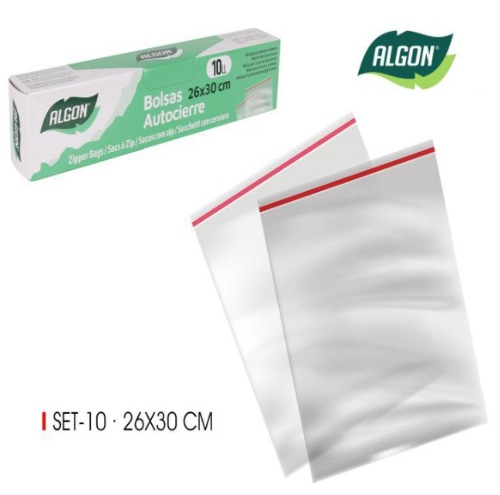 Sacos Plastico Zip 26X30Cm  10 Und.  Algon                  