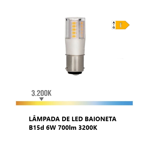 Lampada Led Baioneta B15D 6W 700Lm 3200K Luz Quente         