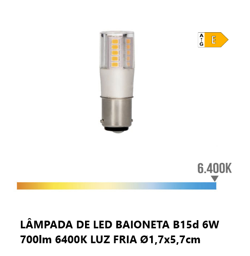 Lampada Led Baioneta B15D 6W 700Lm 6400K Luz Fria           