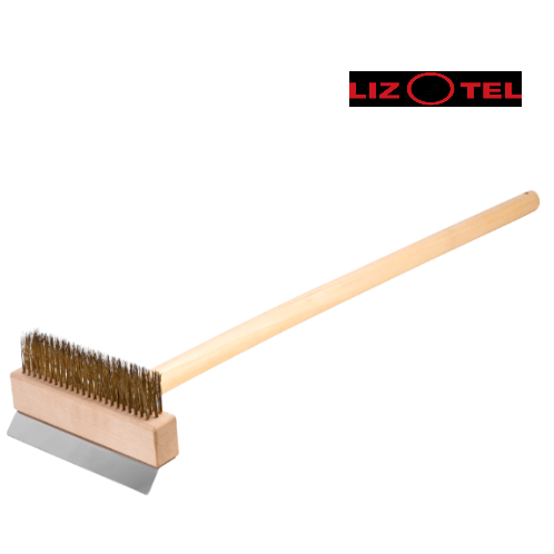 Escova P/ Fornos C/ Rodo Inox E Cerdas Latão 95X26Cm        