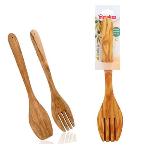 Conjunto Para Salada Madeira De Oliveira 30Cm Metaltex      