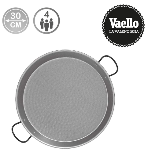 Frigideira Paelha Tradicional Aço Polido Ø30Cm P/ 4 Pessoas 