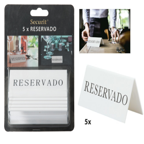 5 Placa De Mesa Reservado 5X10X4.5Cm Securit                