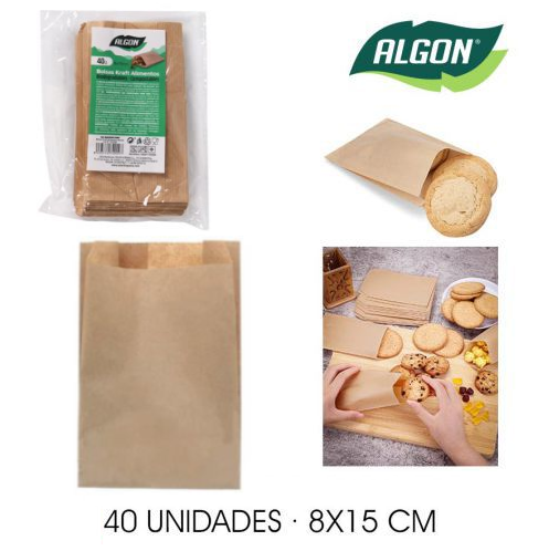 Saqueta Kraft 8X15Cm   40 Unidades  Algon                   