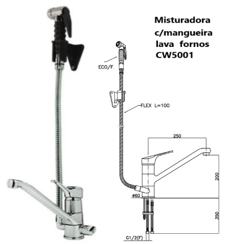 Misturadora C/Mangueira Lava Fornos Cw5001 Diamond          