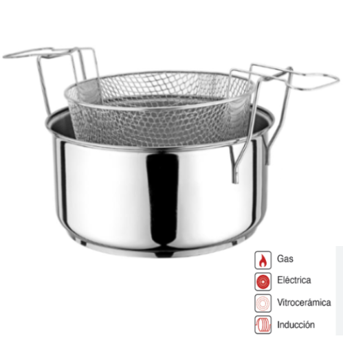 Fritadeira Inox 18/10 P/ Indução 8L Ø29X15Cm                