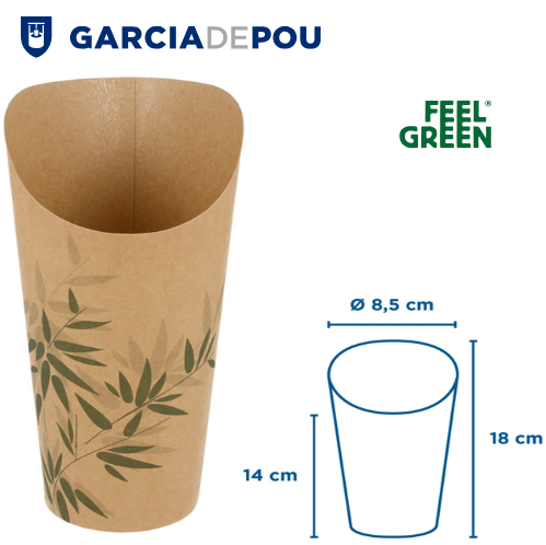 Copo P/Batata Frita 660Ml Ø8,5X18Cm  50 Unid. Feel Green    