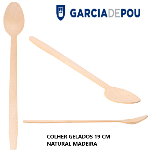 Colher Gelado 19 Cm Natural Madeira 100 Unid.               