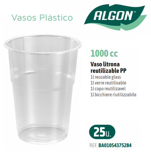 Pack De Copos 1 Litro Pp Reutilizavel  25 Unid.  Algon      