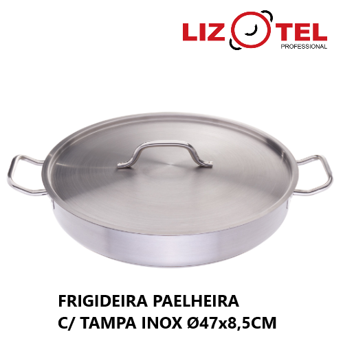 Frigideira Paelheira C/ Tampa Inox Todo/Calor Ø47X8,5Cm     