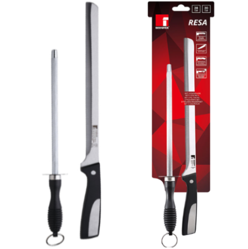 Conjunto Faca De Presunto 25Cm+Afiador 20Cm Resa Bergner    
