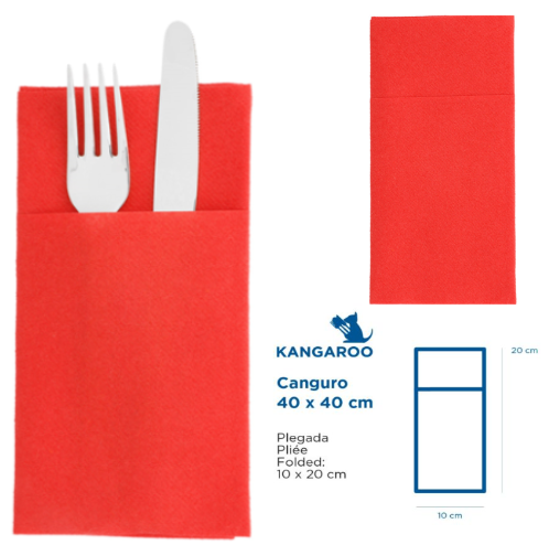 Guardanapos Canguru 40X40Cm Vermelho Airlaid 50 Unid        