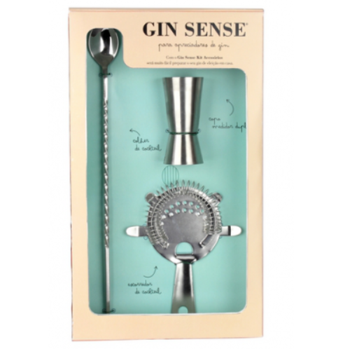 Conjunto 3 Aces. Gin Sense Inox Medidor/Colher/Coador       