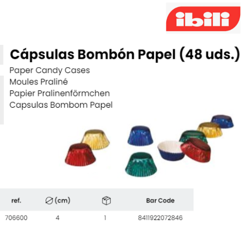 Capsula Bombon 4Cm (48 Pcs)  Ibili                          