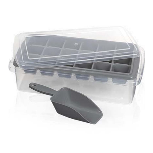 Cuvete P/Gelo 18 Pedras C/Recipiente E Colher 13,5X28X7,5Cm 