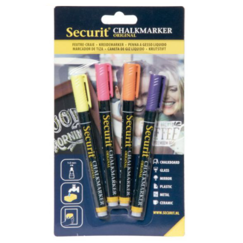 Conjunto 4 Marcadores Ponta Fina 1-2Mm Securit              