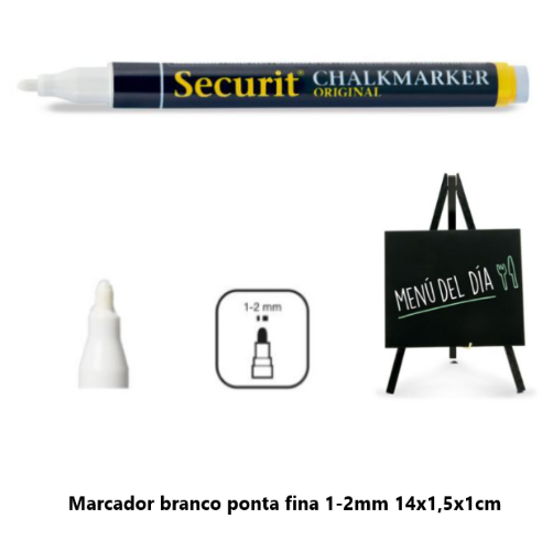Marcador Ponta Fina Branco 1-2Mm Securit                    
