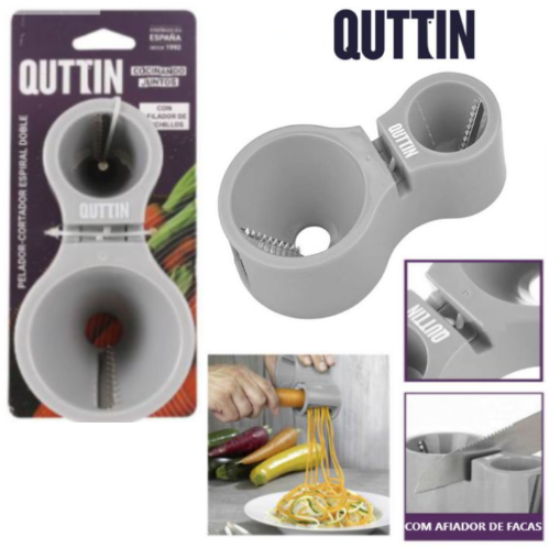 Descascador Espiral Duplo 14,7X7,5X6Cm C/Afia Facas Quttin  